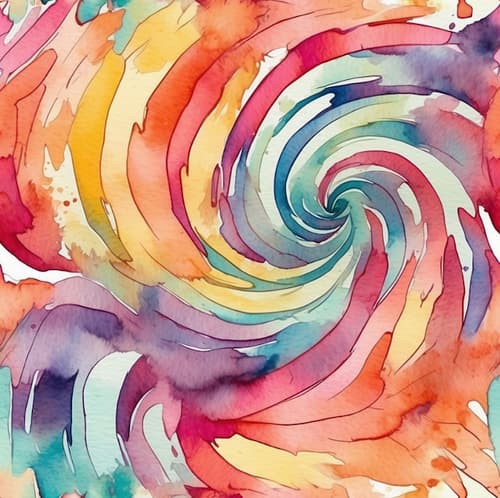 A watercolor painting of a swirling, multicolored vortex